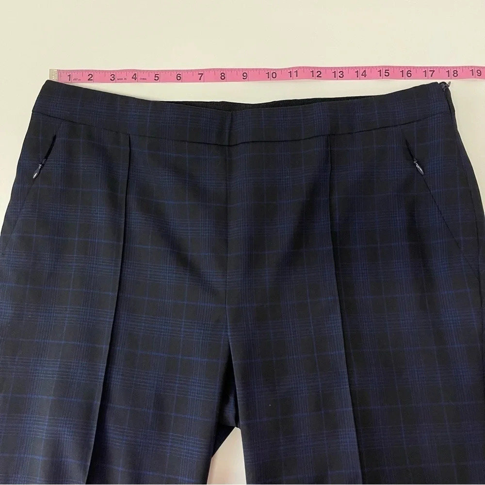 Carlisle New York Pants Womens 12 Black Navy Blue Plaid Wool Blend Side Zip - Picture 8 of 12